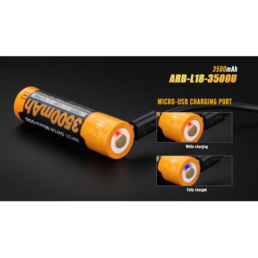 Fenix FE18650LI35USB - 1 tk Laetav USB-aku, 3,6 V, 3500 mAh