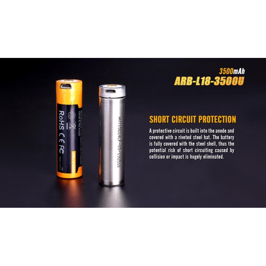 Fenix FE18650LI35USB - 1 tk Laetav USB-aku, 3,6 V, 3500 mAh