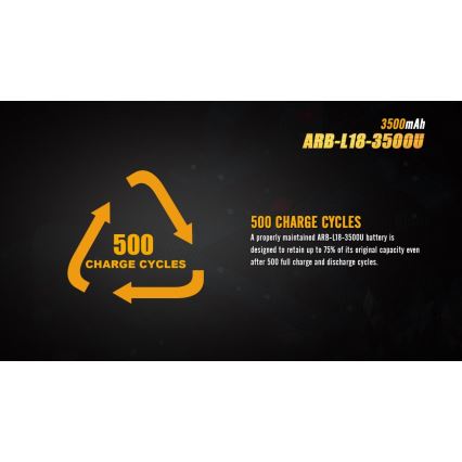 Fenix FE18650LI35USB - 1 tk Laetav USB-aku, 3,6 V, 3500 mAh