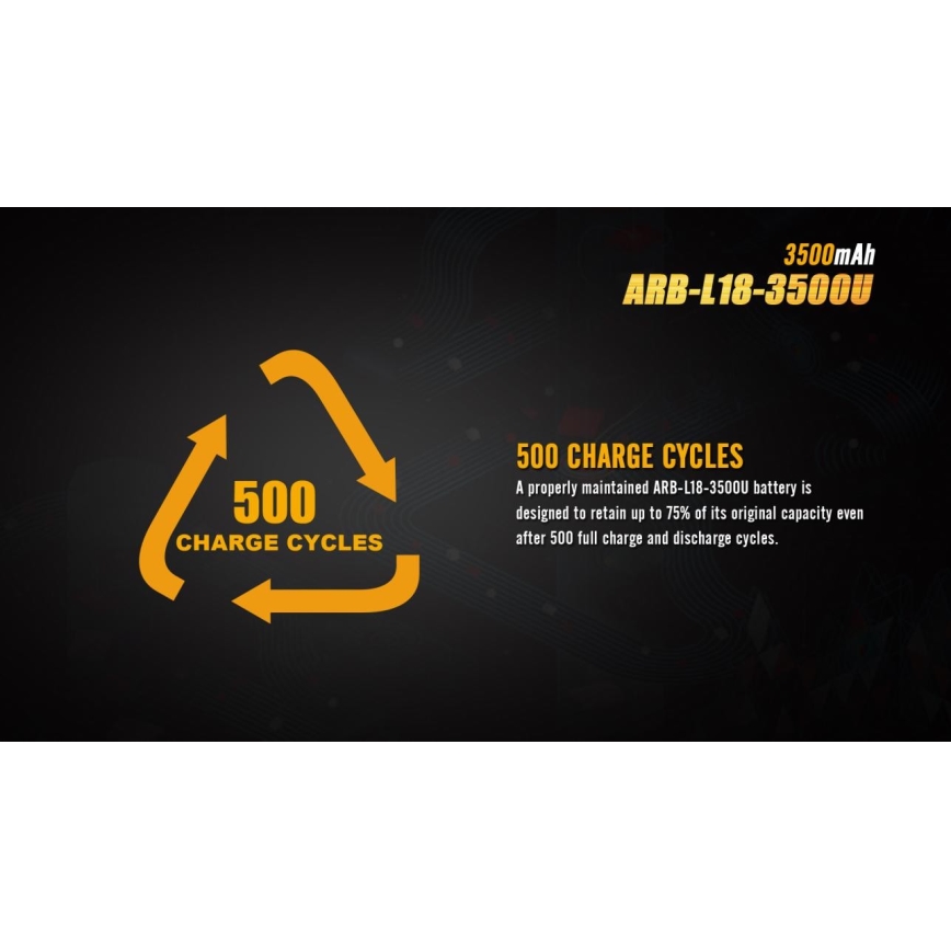 Fenix FE18650LI35USB - 1 tk Laetav USB-aku, 3,6 V, 3500 mAh