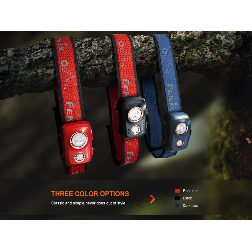 Fenix HL32RTBLCK - LED Laetav pealamp LED/USB/3xAAA IP66 800 läikiv 300 h 1900 mAh must/oranž