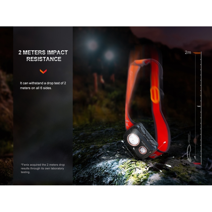 Fenix HL32RTBLCK - LED Laetav pealamp LED/USB/3xAAA IP66 800 läikiv 300 h 1900 mAh must/oranž