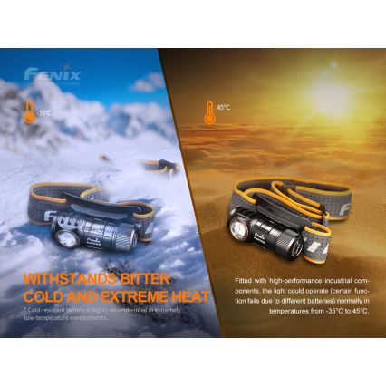 Fenix HM50RV20 - LED Laetav pealamp 3xLED/USB/1xCR123A IP68 700 läikiv 120 h 700 mAh