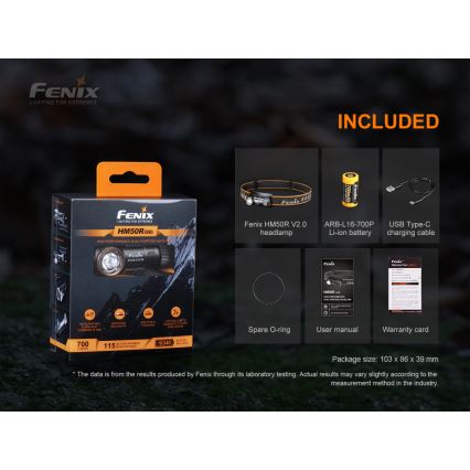 Fenix HM50RV20 - LED Laetav pealamp 3xLED/USB/1xCR123A IP68 700 läikiv 120 h 700 mAh