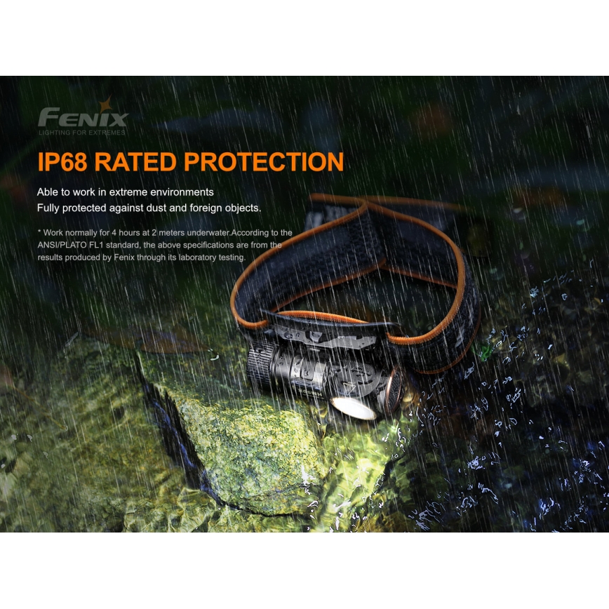 Fenix HM51RV20 - LED Laetav pealamp 3xLED/1xCR123A/USB IP68 700 läikiv 120 h 700 m