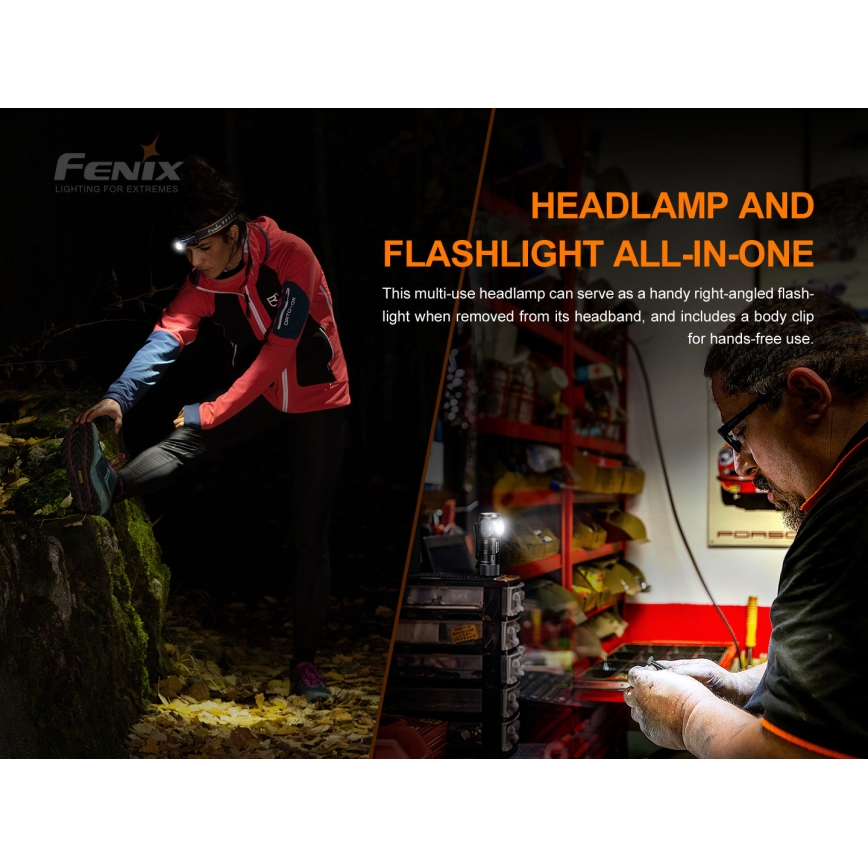 Fenix HM51RV20 - LED Laetav pealamp 3xLED/1xCR123A/USB IP68 700 läikiv 120 h 700 m