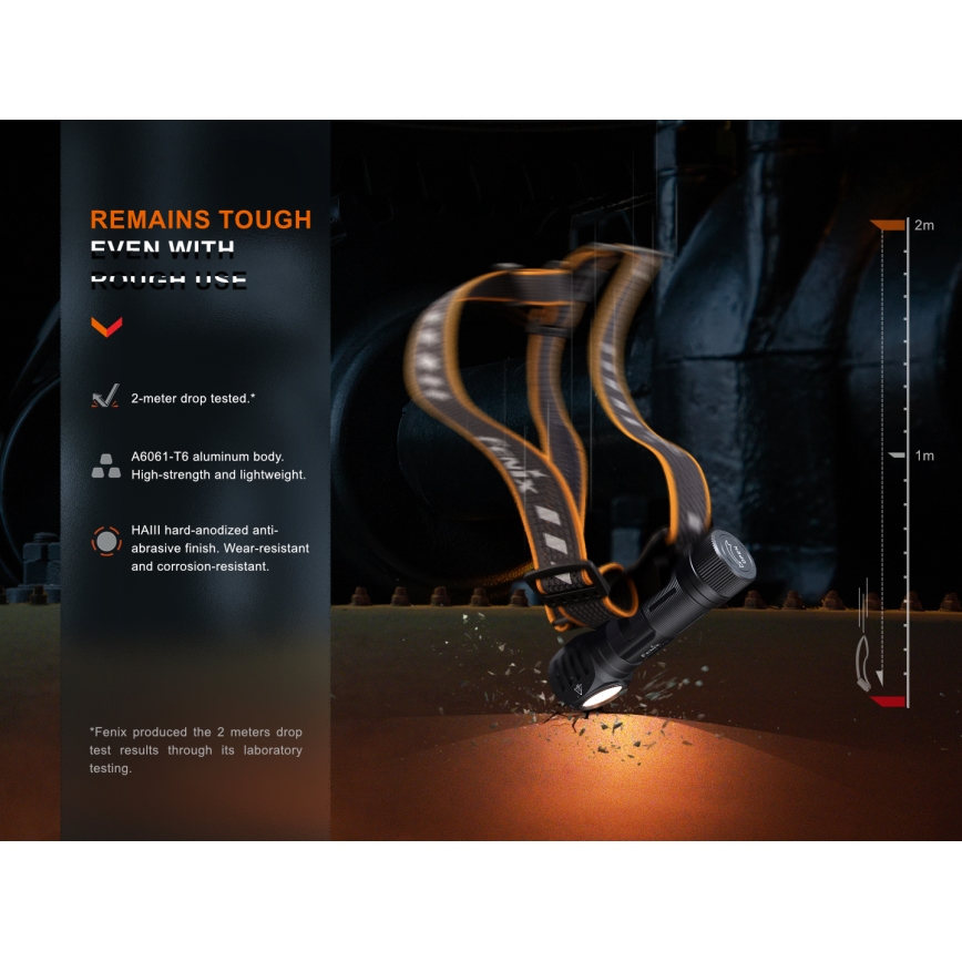 Fenix HM61RV20 - LED Laetav pealamp LED/USB/2xCR123A IP68 1600 lm 300 h 3400 mAh