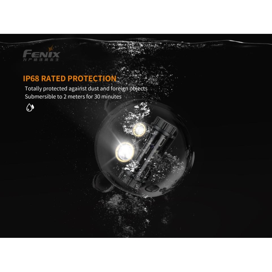 Fenix HM65R - LED Laetav pealamp 2xLED/USB/2xCR123A IP68 1400 läikiv 300 h 3400 mAh
