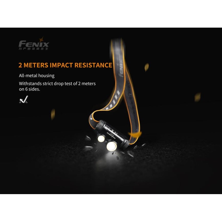 Fenix HM65R - LED Laetav pealamp 2xLED/USB/2xCR123A IP68 1400 läikiv 300 h 3400 mAh