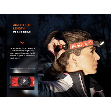 Fenix HM65RTV20BLC- LED Hämardatav laetav pealamp LED/USB/2xCR123A IP68 3400 mAh must/oranž