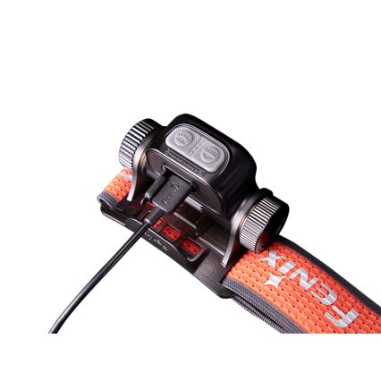 Fenix HM65RTV20BLC- LED Hämardatav laetav pealamp LED/USB/2xCR123A IP68 3400 mAh must/oranž