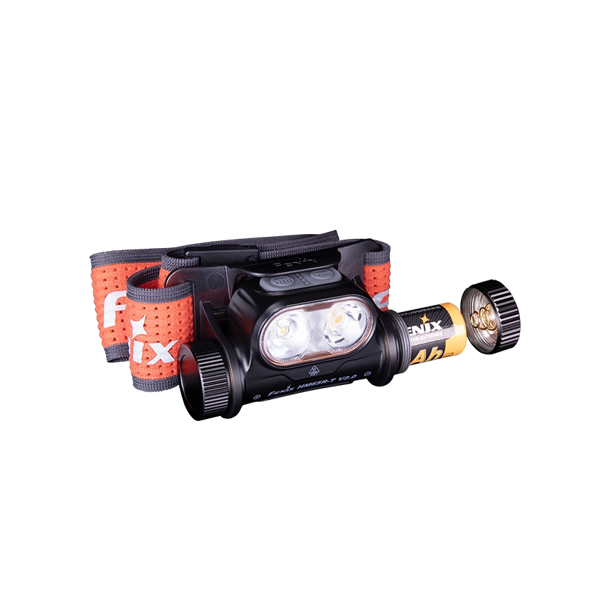 Fenix HM65RTV20BLC- LED Hämardatav laetav pealamp LED/USB/2xCR123A IP68 3400 mAh must/oranž