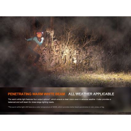 Fenix HM65RTV20PRP - LED Hämardatav laetav pealamp LED/USB/2xCR123A IP68 1600 lm 300h 3400 mAh must/lilla