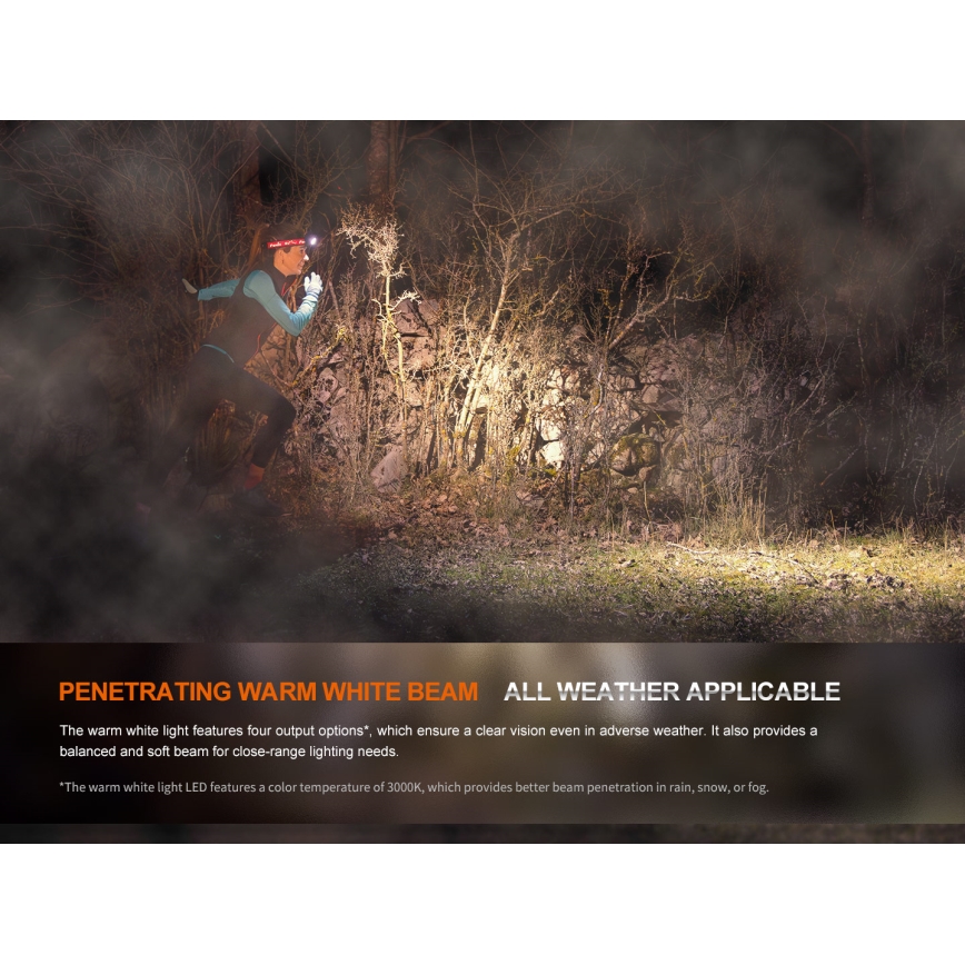 Fenix HM65RTV20PRP - LED Hämardatav laetav pealamp LED/USB/2xCR123A IP68 1600 lm 300h 3400 mAh must/lilla