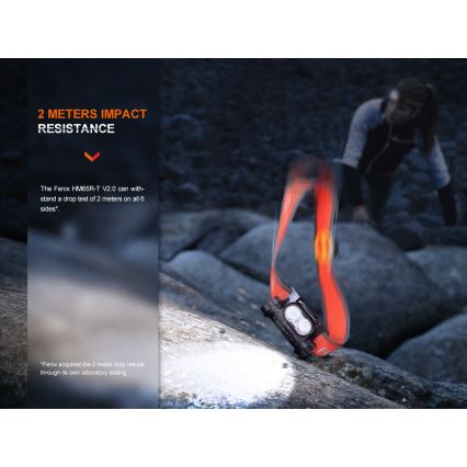 Fenix HM65RTV20PRP - LED Hämardatav laetav pealamp LED/USB/2xCR123A IP68 1600 lm 300h 3400 mAh must/lilla