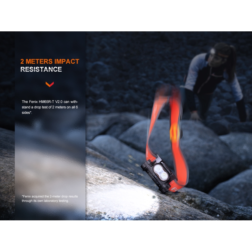 Fenix HM65RTV20PRP - LED Hämardatav laetav pealamp LED/USB/2xCR123A IP68 1600 lm 300h 3400 mAh must/lilla