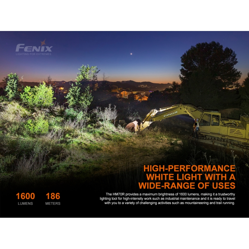 Fenix HM70R - LED Laetav pealamp 4xLED/1x21700 IP68 1600 läikiv 800 h 5000 mAh