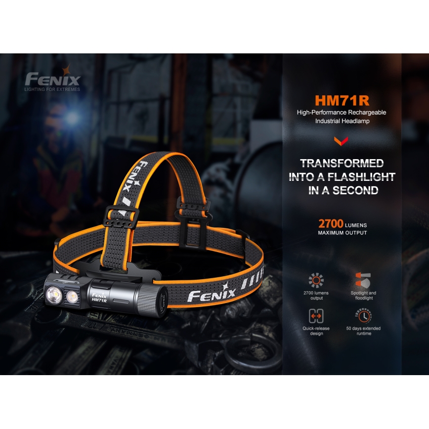 Fenix HM71R - LED Laetav pealamp LED/USB IP68 2700 läikiv 400 h 5000 mAh