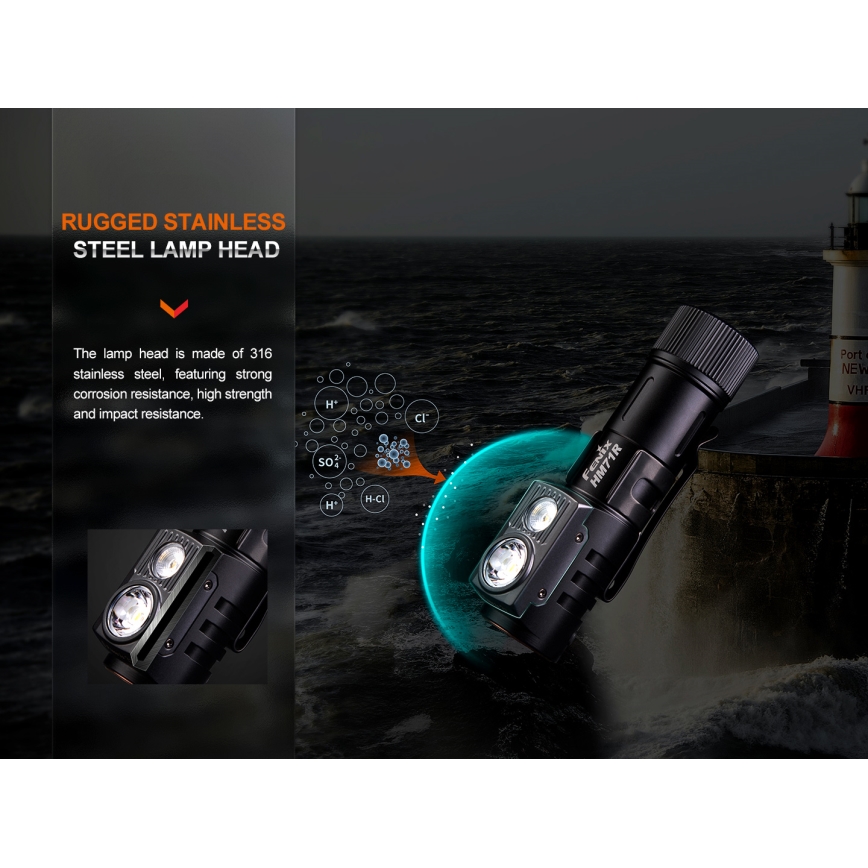 Fenix HM71R - LED Laetav pealamp LED/USB IP68 2700 läikiv 400 h 5000 mAh