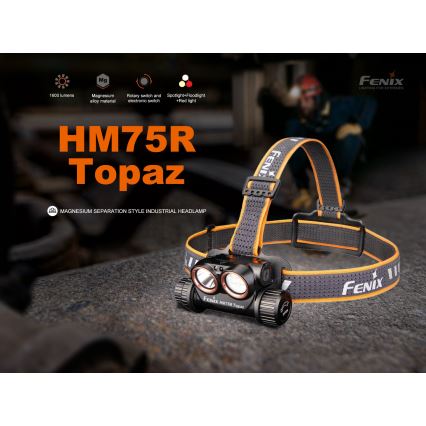 Fenix HM75RTOPAZ - LED Hämardatav laetav pealamp LED/USB IP68 1600 läikiv 210 h 4000 mAh
