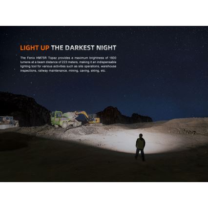 Fenix HM75RTOPAZ - LED Hämardatav laetav pealamp LED/USB IP68 1600 läikiv 210 h 4000 mAh