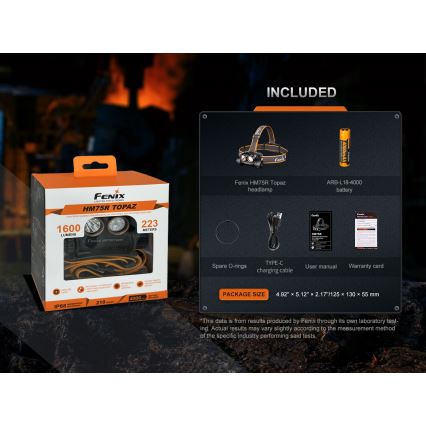 Fenix HM75RTOPAZ - LED Hämardatav laetav pealamp LED/USB IP68 1600 läikiv 210 h 4000 mAh