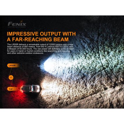 Fenix LR50R - LED Taaslaetav taskulamp 4xLED/USB IP68 12000 58 h