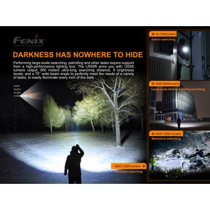 Fenix LR50R - LED Taaslaetav taskulamp 4xLED/USB IP68 12000 58 h