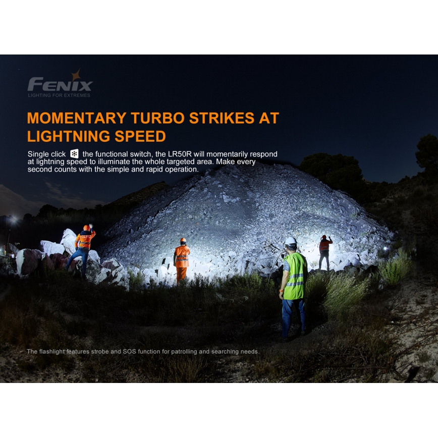 Fenix LR50R - LED Taaslaetav taskulamp 4xLED/USB IP68 12000 58 h
