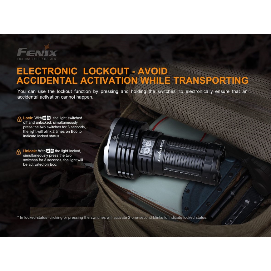 Fenix LR50R - LED Taaslaetav taskulamp 4xLED/USB IP68 12000 58 h