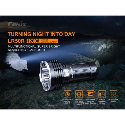 Fenix LR50R - LED Taaslaetav taskulamp 4xLED/USB IP68 12000 58 h