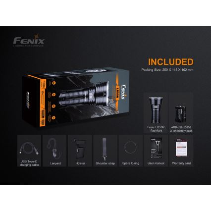 Fenix LR50R - LED Taaslaetav taskulamp 4xLED/USB IP68 12000 58 h