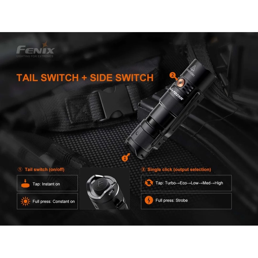 Fenix PD25R - LED Laetav taskulamp LED/USB/1xCR123A IP68 800 lm 70 h 700 mAh