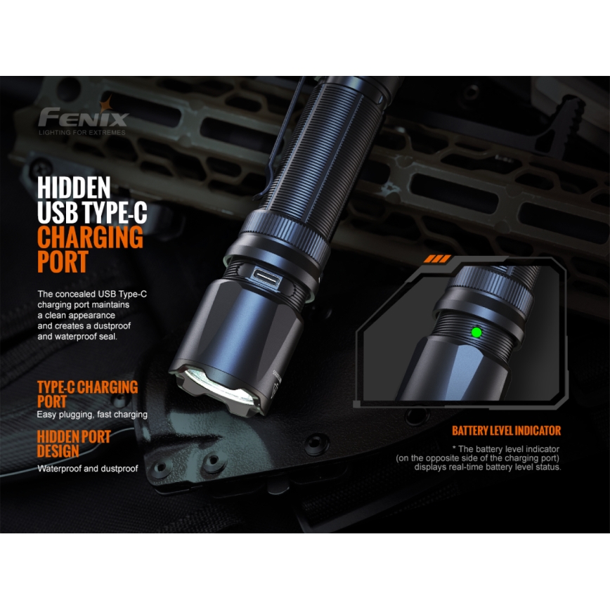 Fenix TK20RV20 - LED Taktikaline taaslaetav taskulamp LED/USB IP68 3000 lm 48 h