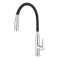 FERRO - Valamu kraan paindliku varrega läikiv kroom/must