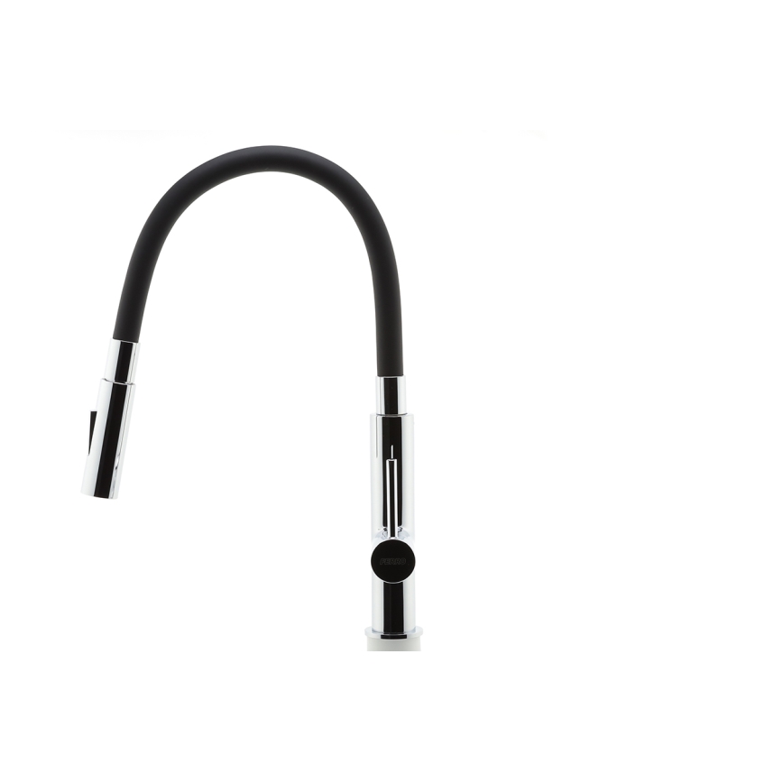 FERRO - Valamu kraan paindliku varrega läikiv kroom/must