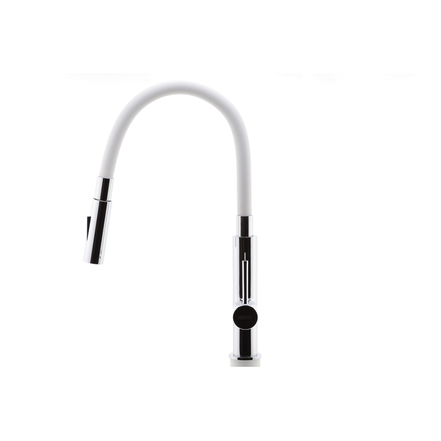 FERRO - Valamu kraan paindliku varrega läikiv kroom/valge