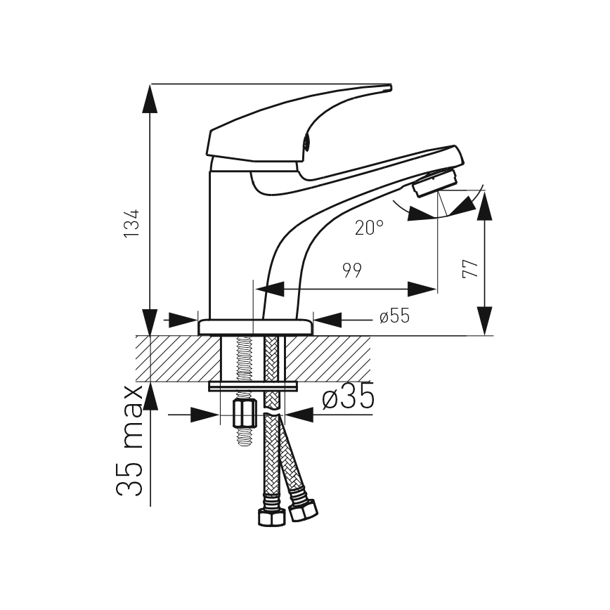 FERRO - Valamusegisti + äravool ONE läikiv kroom