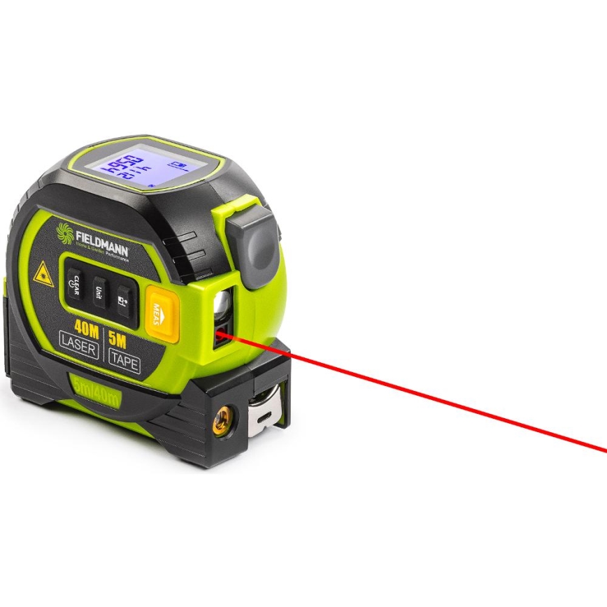 Fieldmann - Laseriga vahemaa mõõtja koos LED dioodidega ekraan ja rulljoonlauaga 2xAA