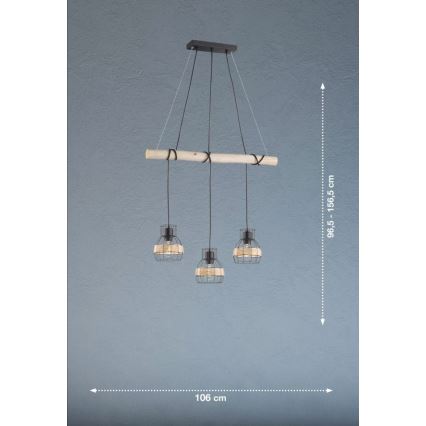 Fischer & Honsel 60798 - Lühter STRAW 3xE27/40W/230V