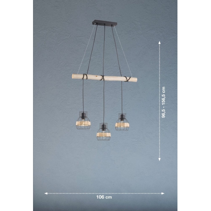 Fischer & Honsel 60798 - Lühter STRAW 3xE27/40W/230V