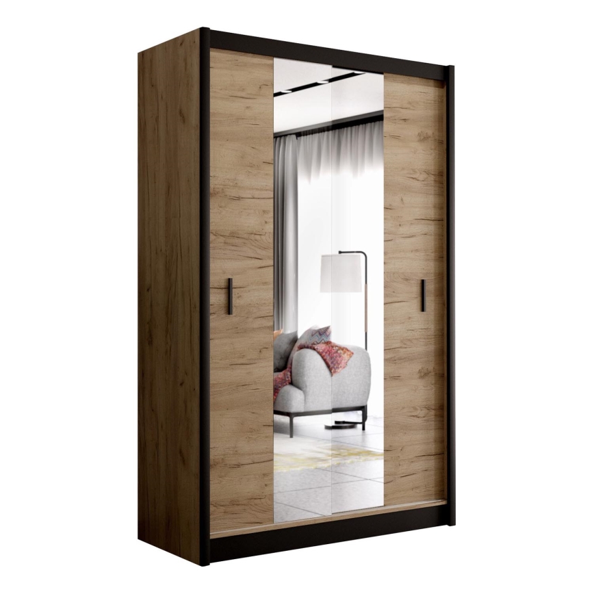 Garderoob koos peegliga MIRO 150x215 cm tamm craft/must