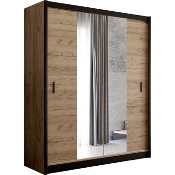 Garderoob koos peegliga MIRO 203x215 cm tamm craft/must