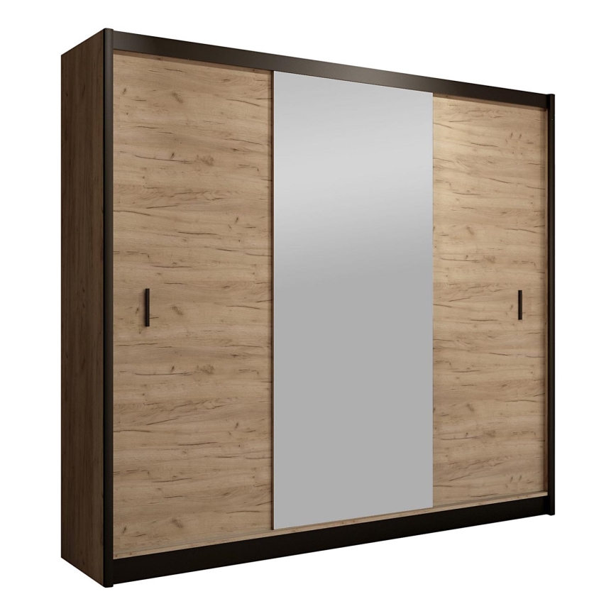 Garderoob koos peegliga MIRO 203x215 cm tamm craft/must