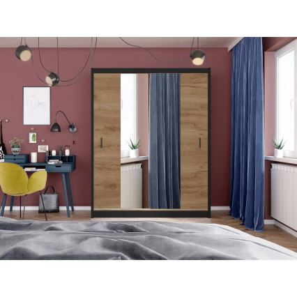 Garderoob koos peegliga MIRO 203x215 cm tamm craft/must