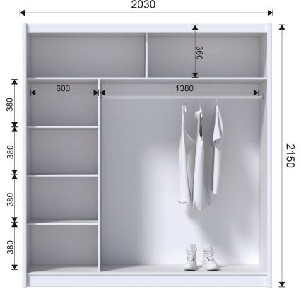 Garderoob koos peegliga MIRO 203x215 cm tamm craft/must