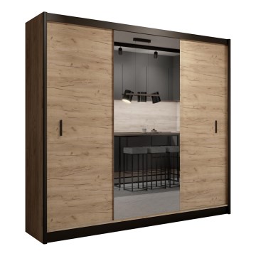 Garderoob koos peegliga MIRO 250x215 cm tamm craft/must