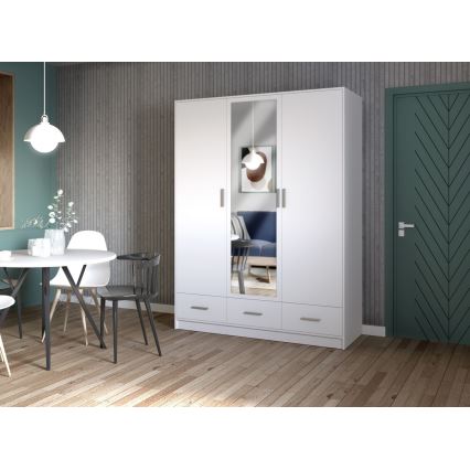 Garderoob koos peegliga SANNA 150x215 cm valge