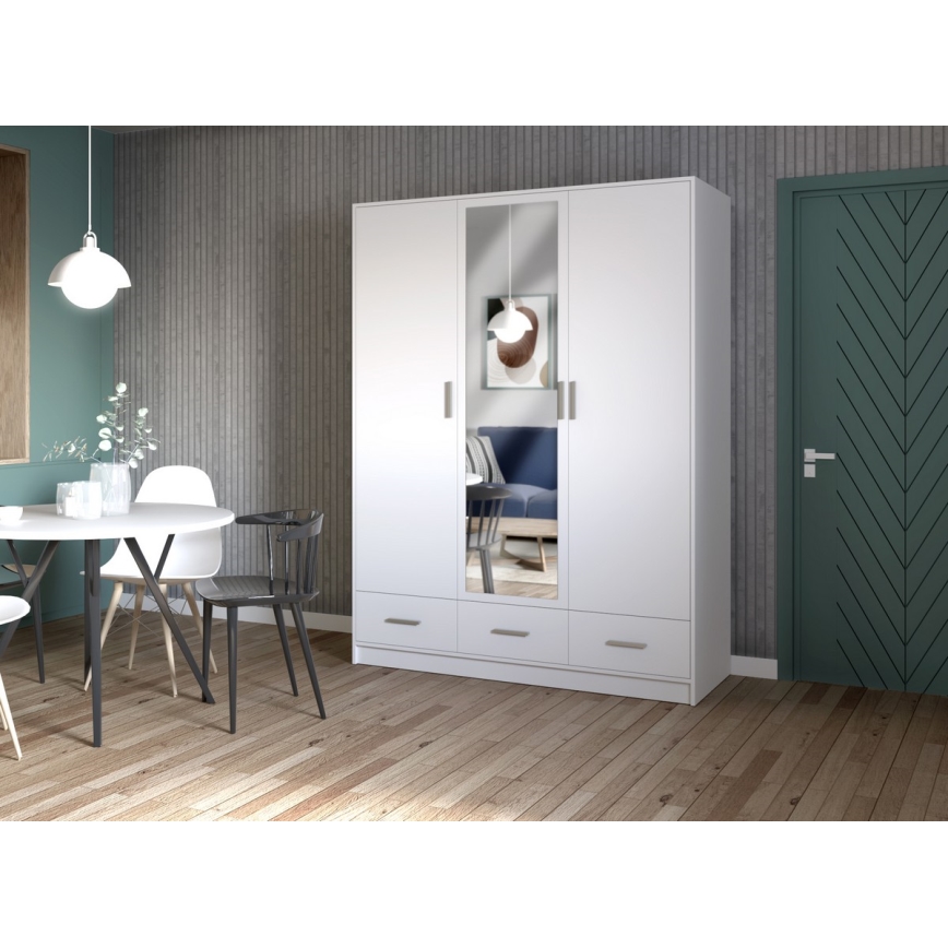 Garderoob koos peegliga SANNA 150x215 cm valge