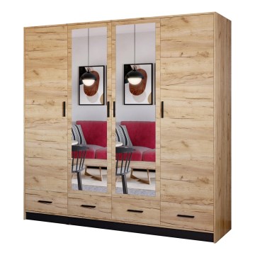 Garderoob koos peegliga SANNA 200x215 cm tamm craft